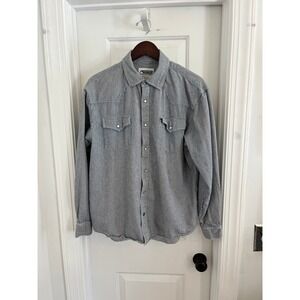 Mountain Khakis Hickory Stripe Pearl Snap Western Denim Shirt